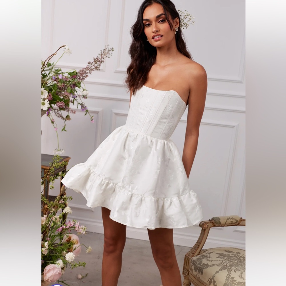 The Ginny Dress in White Baroque Floral